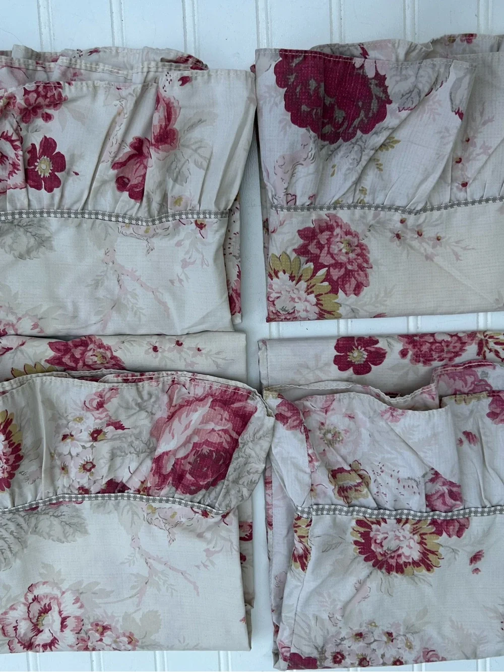 Waverly Pillowcase Garden Room Floral Shams Pink Cream Standard Lot of Four
